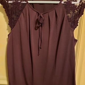 Eggplant Blouse with lace accented |New w/out tags
